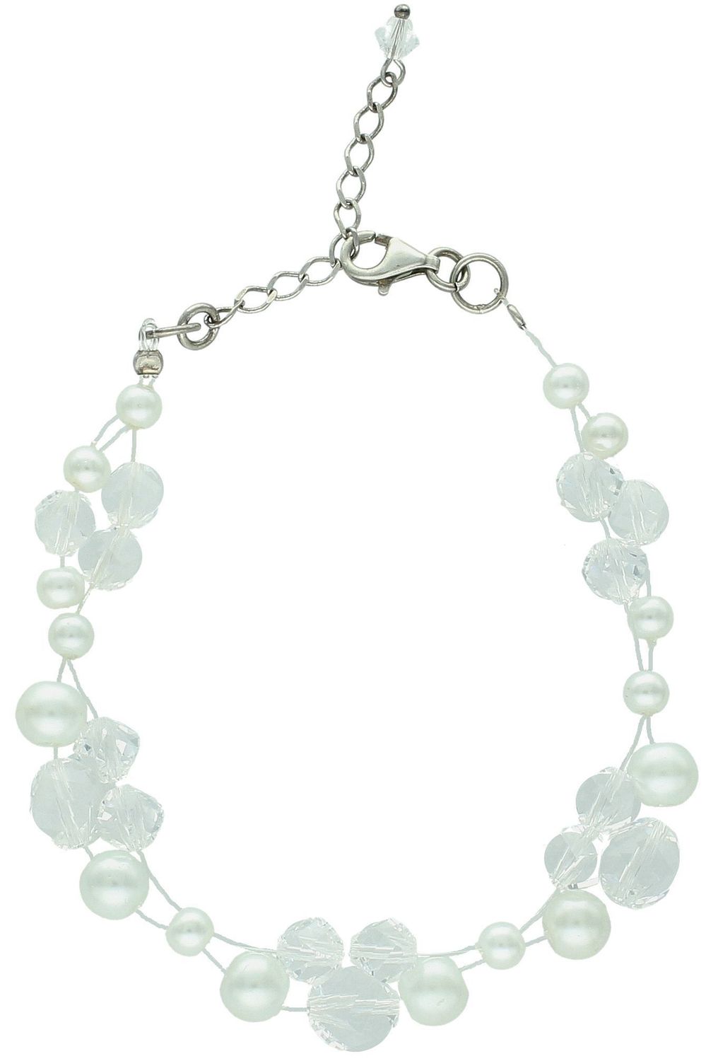 Bransoletka damska Ślubna z kryształkami i perełkami BR 563.jpg